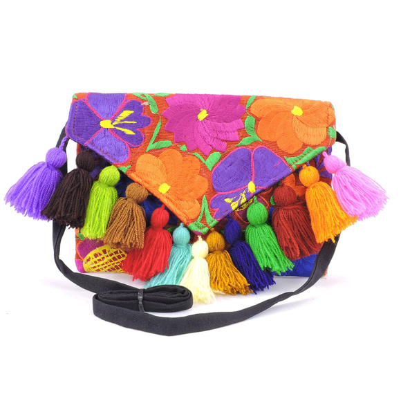 Handmade Boho Crossbody Purse Tassel Embroidered - Picture 3 of 3